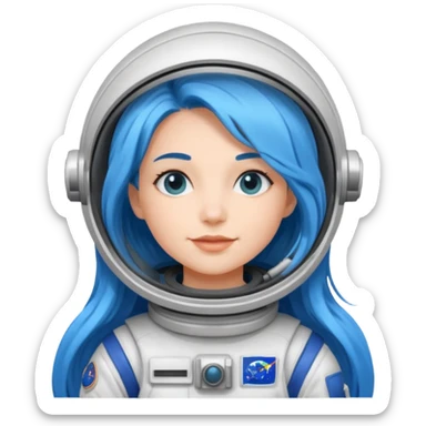 Female astronaut with long blue hair sticker