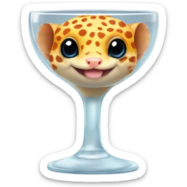 orange leopard gecko in a glass cup sticker