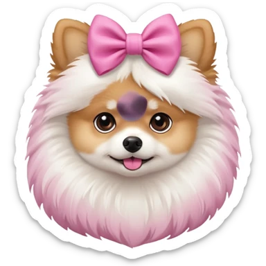 perrita pomeranea con moño rosa sticker