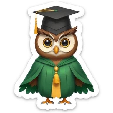 owl professor in green cloak graduation sticker