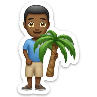 Person carrying a small palm tree sticker