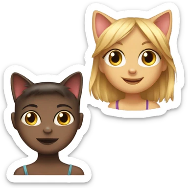 One cat and one girl sticker