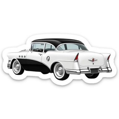 hot rod inspired by a 1956 Buick Century, black and white color scheme sticker