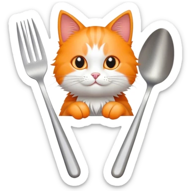 Cat on a fork sticker