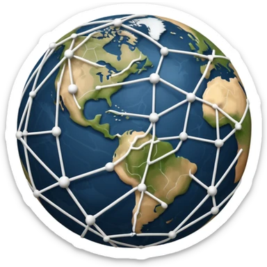 earth with a web of white and black lines around it sticker