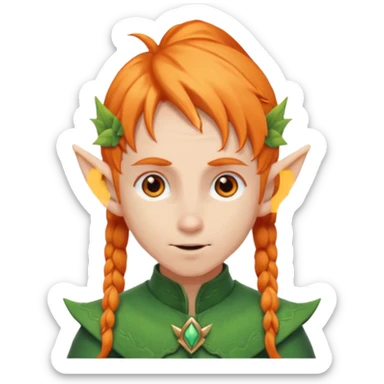 Orange Haired Elf, Elf boy with orange ponytail hair sticker