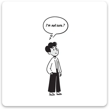 Chinese man with a thought bubble saying "I'm not sure." sticker