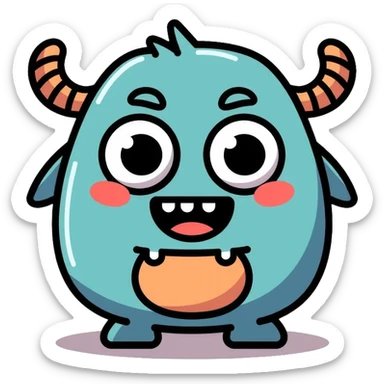 digital monster creature with big eyes and distinctive features sticker
