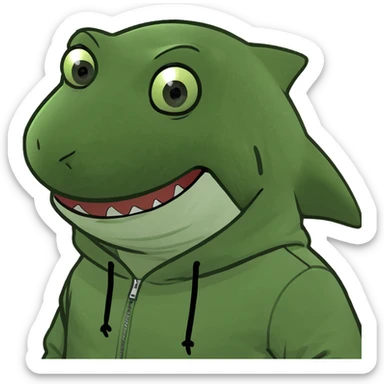 Shark wearing a hoodie sticker