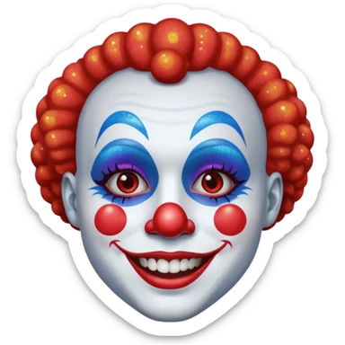 glitter red and blue clown happy sticker