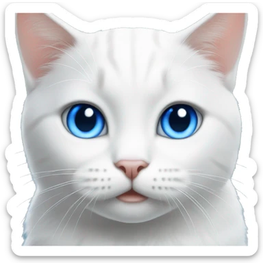 White cat with Blue eyes cute sticker