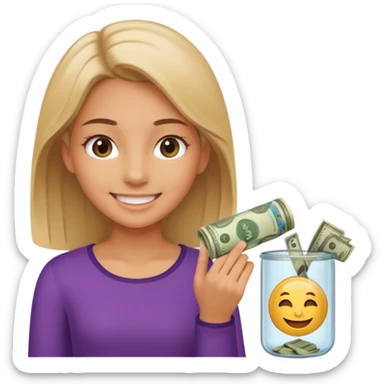 girl enter money in tube sticker