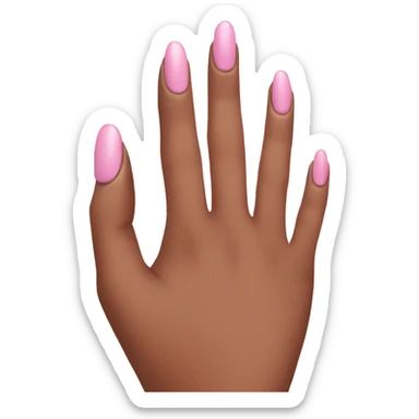 Light pink nails holding nail polish sticker