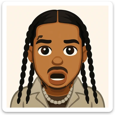 Convert this photo into an emoji using the general model. Keep the likeness and features of the original person, including the same hairstyle, facial expression, and overall look as in the photo. sticker