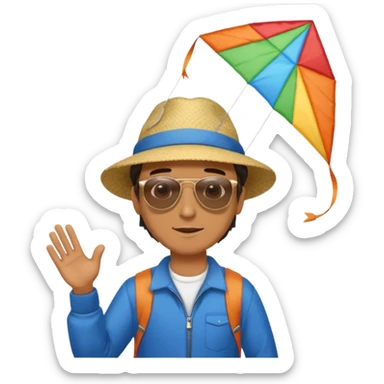 man with kite,Kite Flyers, big kite. sticker