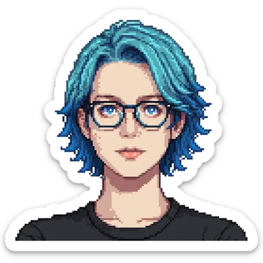 Michou, French YouTuber with blue hair and glasses sticker
