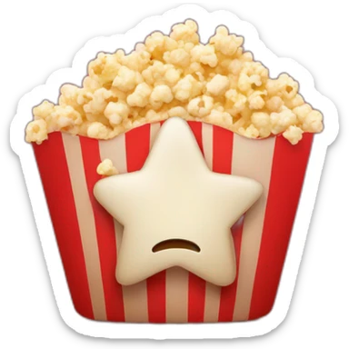 A RED STAR THAT HAS A POPCORN IN THE CENTER sticker
