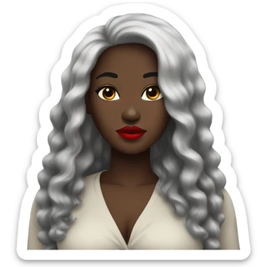 stunning black beauty, fat woman long black hair red lips sticker