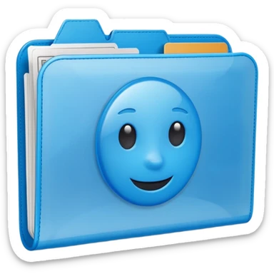 A translucent blue plastic folder with rounded corners, elastic string and button closure, soft matte finish, and a passport/travel symbol.  sticker