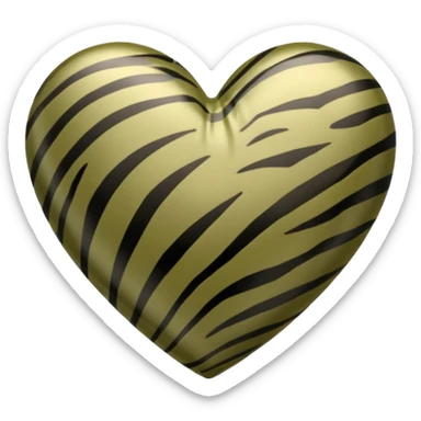 Khaki satin heart like zebra style sticker