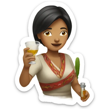 Peruvian female, drinking a shot of tequila sticker