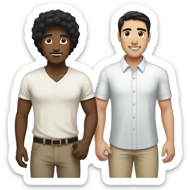 Tan man with black hair holding hands with white man with dark hair sticker