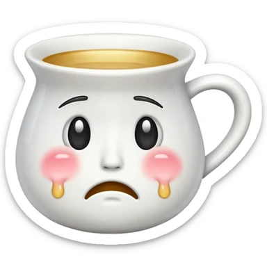 crying cup emoji, cup with frown and tears sticker