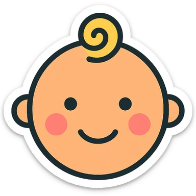 baby face, color outline icon style sticker