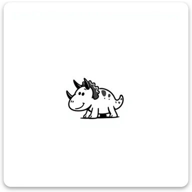 A hand-drawn toy triceratops with a silly grin and cute horns sticker