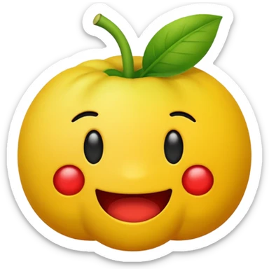 Crear un emoticón que tenga que ver con una variedad de Cambures , y que la paleta de colores sea la siguiente: Rojo Carmín, Amarillo, Amarillo Crema y Verde Pasto sticker