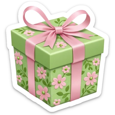 light green and light pink floral gift box sticker