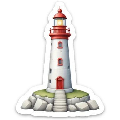A light house that light forms the number 7 in the clouds in the distance sticker