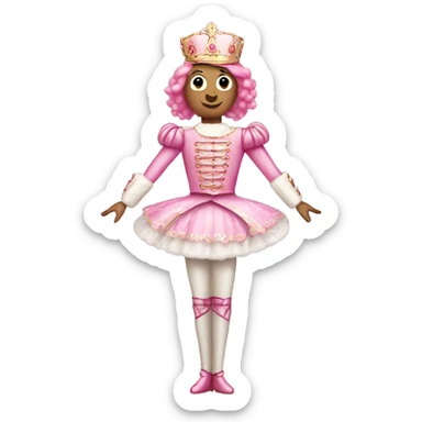 Pink nutcracker with pink hair full body sticker