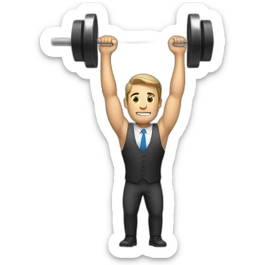 man in suit lifting weights in biceps bar exercise sticker