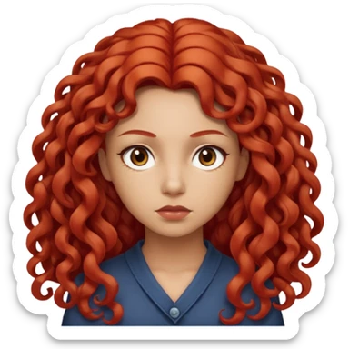 Morena, do cabelo grande cacheado, vermelho, cara de Seria sticker