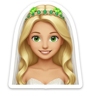 Fille cheuveux blond longt yeux vert  maquiller robe de mariage Métisse chronique sticker
