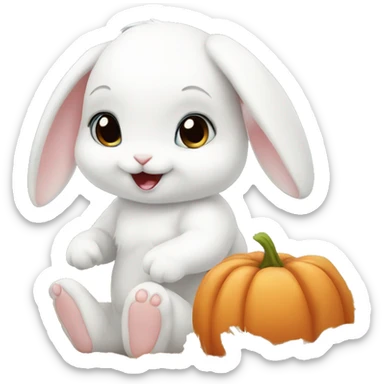 white baby bunny harvest fall sticker
