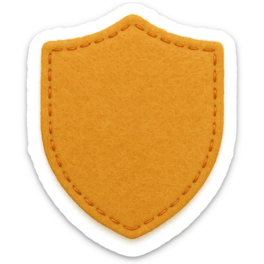 <StylePrompt>
  <Name>Minimal Felt Appliqué Icon</Name>
  <Description>
    A simplified plush icon style with soft felt textures, minimal facial features, and gentle stitching. Focuses on iconic shapes with low visual complexity for maximum clarity at small sizes.
  </Description>
  <VisualProperties>
    <Material>Felt</Material>
    <Texture>Soft, matte surface with faint fiber detail</Texture>
    <Stitching>
      <Type>Thin thread</Type>
      <Color>Muted orange or brown</Color>
      <Pattern>Sparse edge stitching only</Pattern>
    </Stitching>
    <Padding>Low to moderate—slightly puffy but not high-relief</Padding>
    <Edges>Smooth, rounded</Edges>
    <ColorPalette>
      <Primary>Warm yellows, oranges, and browns</Primary>
      <Accent>Minimal dark brown for eyes and nose</Accent>
      <Background>Plain or soft gradient, off-white preferred</Background>
    </ColorPalette>
  </VisualProperties>
  <FacialFeatures>
    <Eyes>Small circles, dark brown</Eyes>
    <Nose>Simple dot or triangle</Nose>
    <Mouth>Omit or use curved line only</Mouth>
    <DetailLevel>Low</DetailLevel>
  </FacialFeatures>
  <Rendering>
    <Lighting>Flat and soft, minimal shadows</Lighting>
    <Perspective>Side or front profile, no complex angles</Perspective>
  </Rendering>
  <Applicability>
    <SubjectType>Animals, objects, icons</SubjectType>
    <OutputFormat>Flat icon or patch-style asset</OutputFormat>
  </Applicability>
</StylePrompt>


{subject} = shield sticker