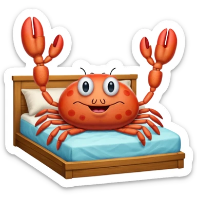 misters Krabs from SpongeBob sleeping in a bed and there floating zzz signs sticker
