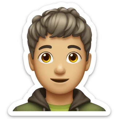 boy with mushroom haircut sticker