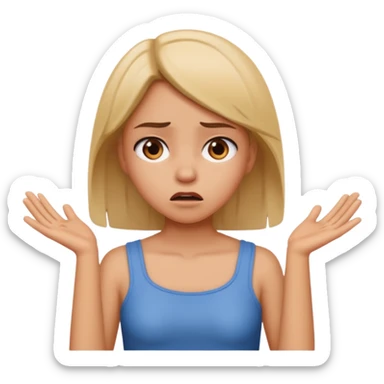 A girl upset shrugging her shoulders ￼ sticker