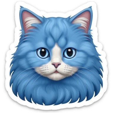 A cat which is a brittish longhair whit is blue color and hes eyes are blue sticker