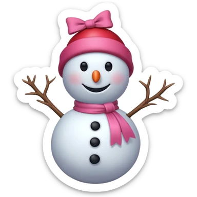 Red snowman with pink bow sticker