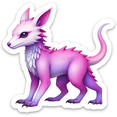 Cool Edgy Purple-pink-white-gradient ethereal badass Fionbri-Vernid-Trico-animal-creature full body sticker