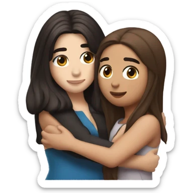 Dua Lipa hugging a  brown haired girl  sticker