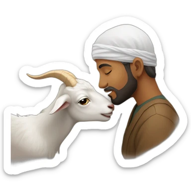 muslim kising a goat sticker