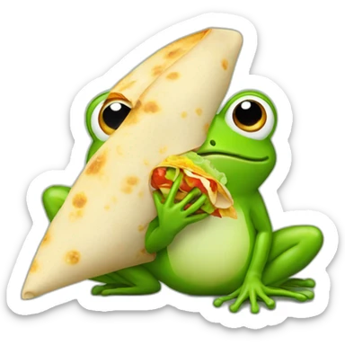 a frog eating a burrito sticker