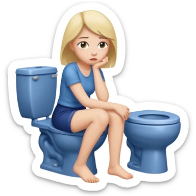 sad woman on toilet sticker