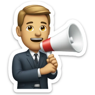 man with loudspeaker in hand sticker