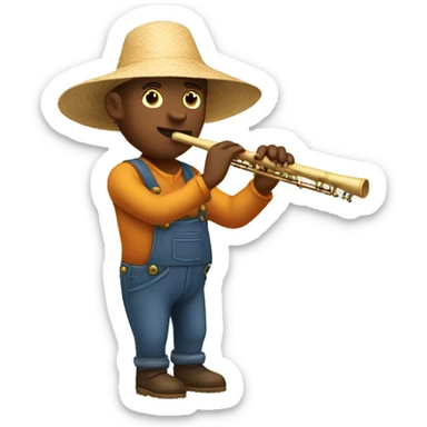 farmer performing with a flute sticker